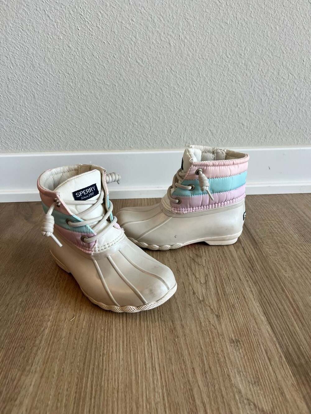 Sperry, Pastel Multi Color Toddler Duck Boots, Rain/Winter Boots, Waterproof,10C